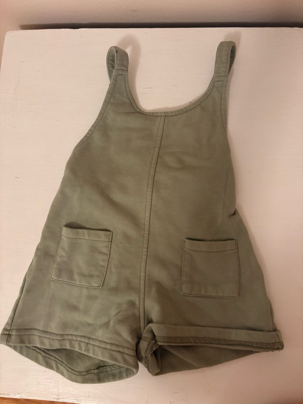 Kids Olive Green Overalls Shorts